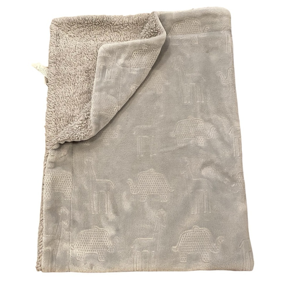Jimco Lamp Elephant Baby Blanket Gray Soft Sherpa Throw Lovey Embossed